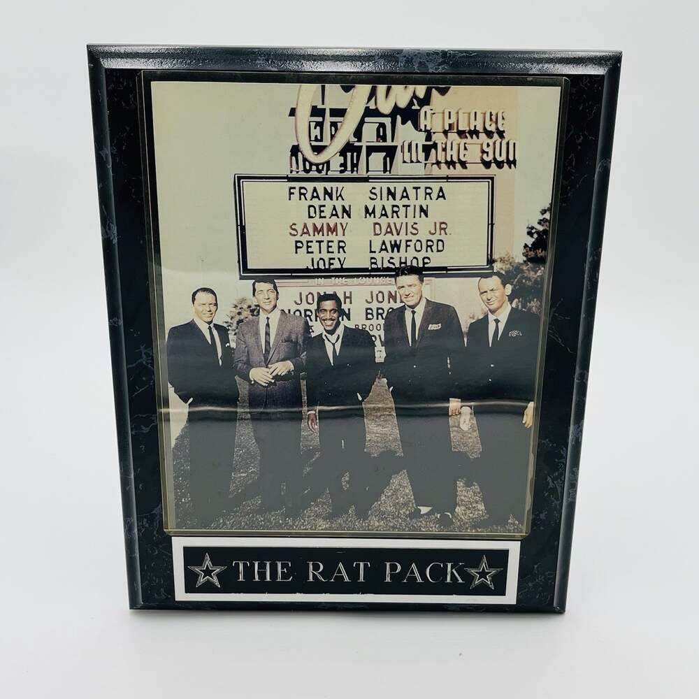 Frank Sinatra Rat Pack Framed Photo Plaque Dean Martin Sammy Davis Jr Vegas